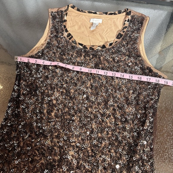 Chicos Top Womens Large 2 Going Out Sequin Glam Evening Embellished Party Date - Picture 4 of 6